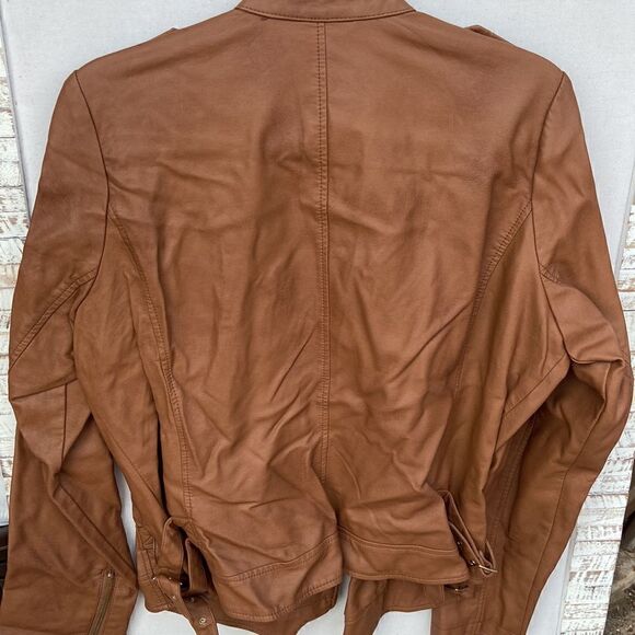 Lane Bryant 14/16 Faux Leather Moto Jacket Carmel Brown - Picture 6 of 6